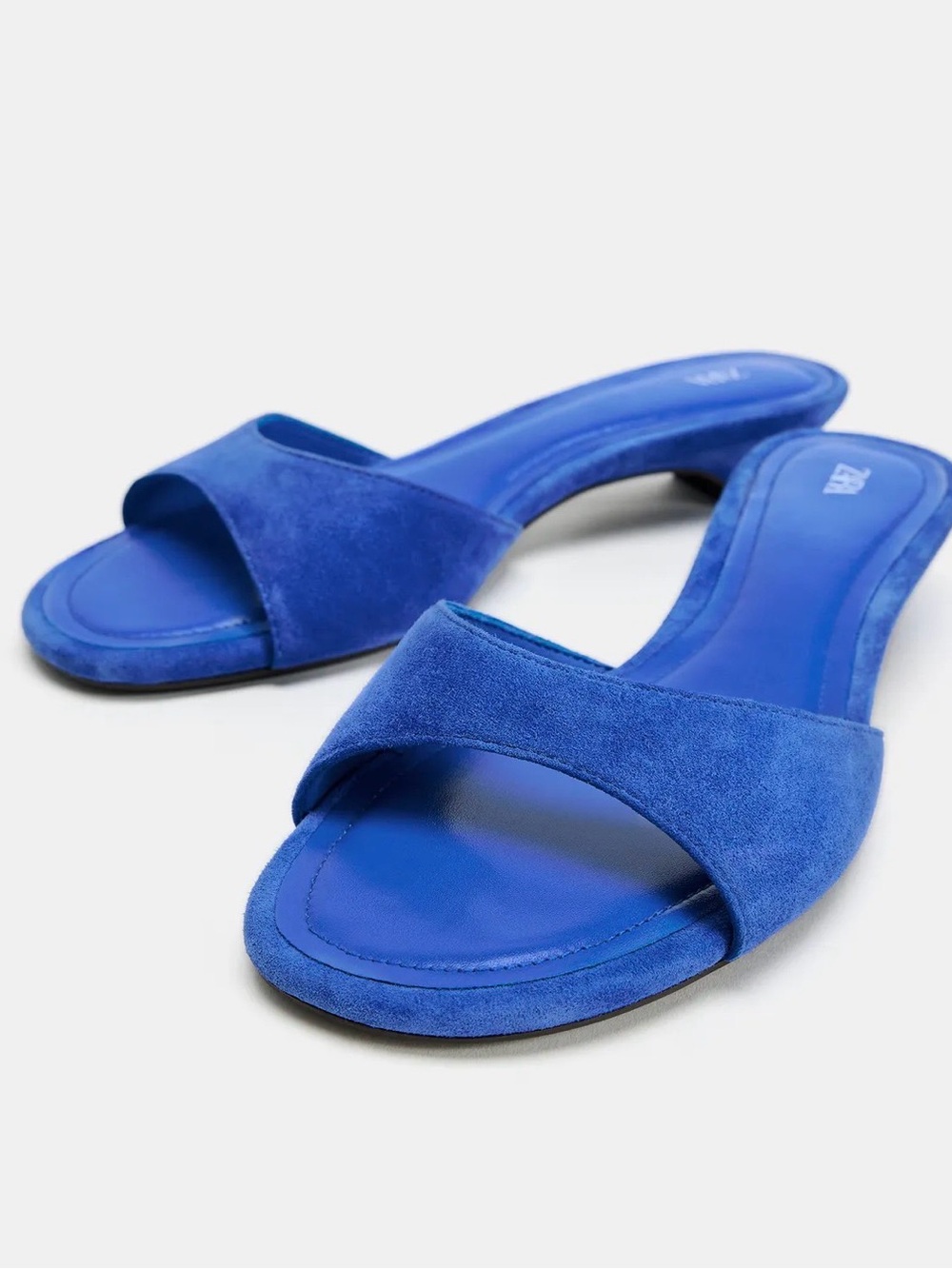 Zara Royal Blue Suede Slide Sandals